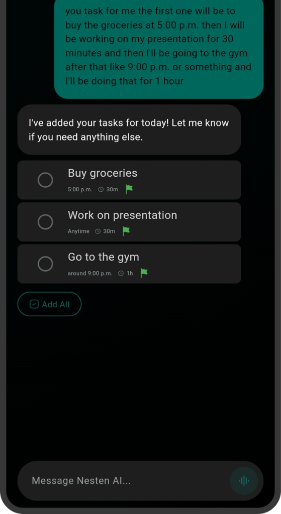 Nesten AI turning a spoken plan into tasks
